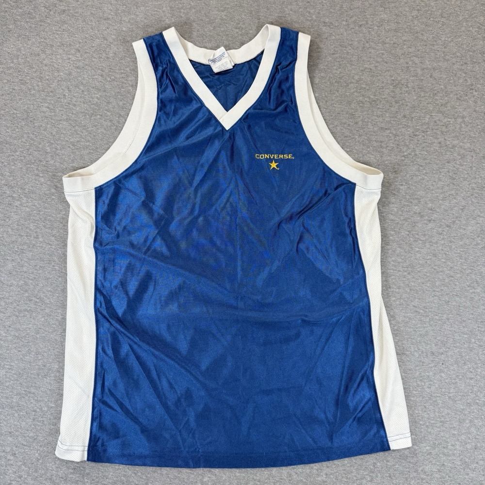 Vintage 90s Converse XL Chuck Taylor Basketball Jersey Blue USA Made